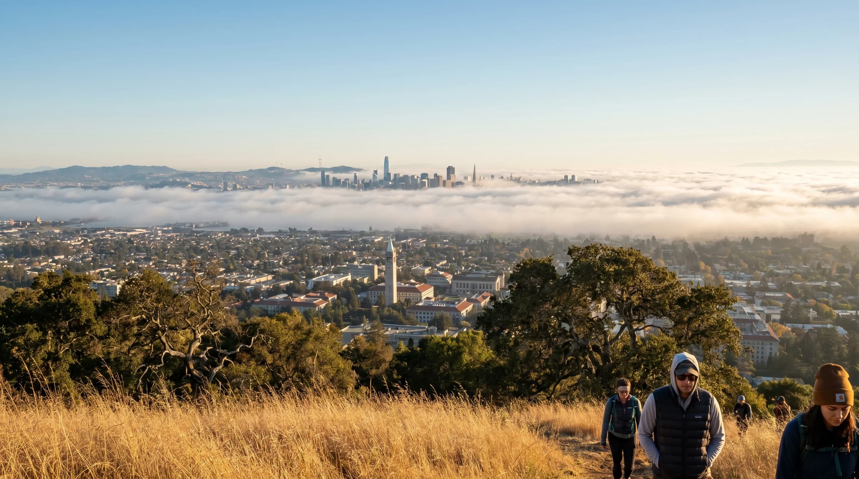 Scientific illustration explaining Berkeley Weather Guide: Hills, Flatlands, and Fire Risk