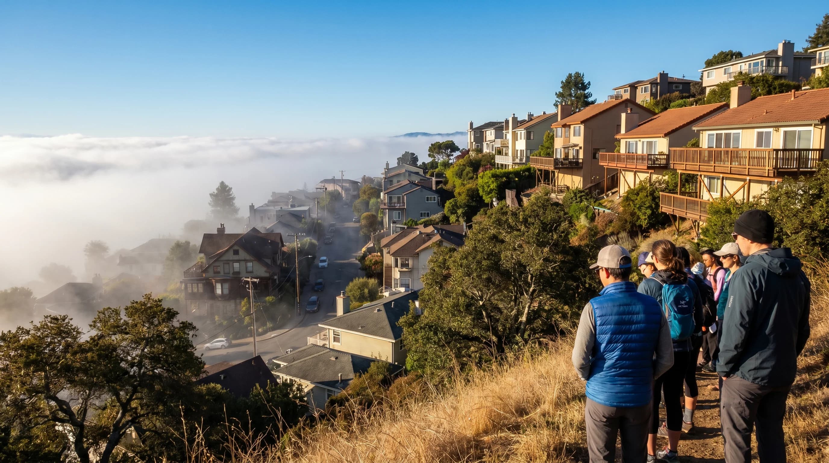 Scientific illustration explaining How Elevation Affects Fog Patterns in the Bay Area