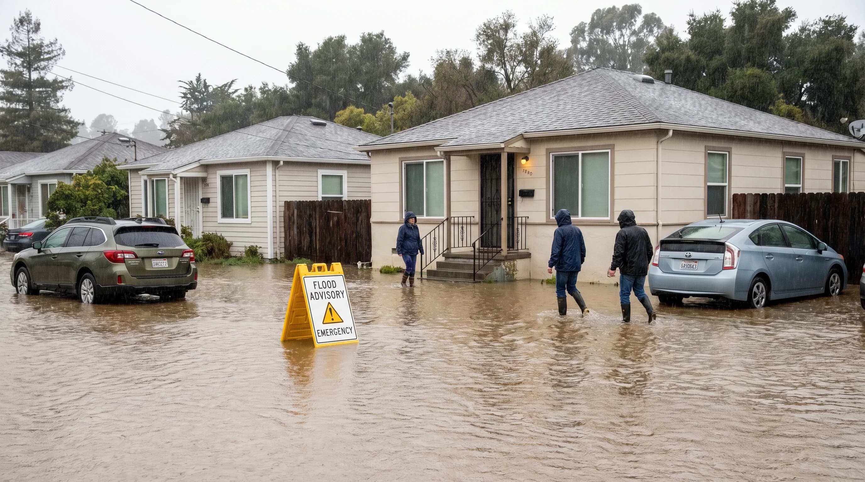 Scientific illustration explaining Flood Advisory vs. Flood Warning: What Bay Area Residents Need to Know