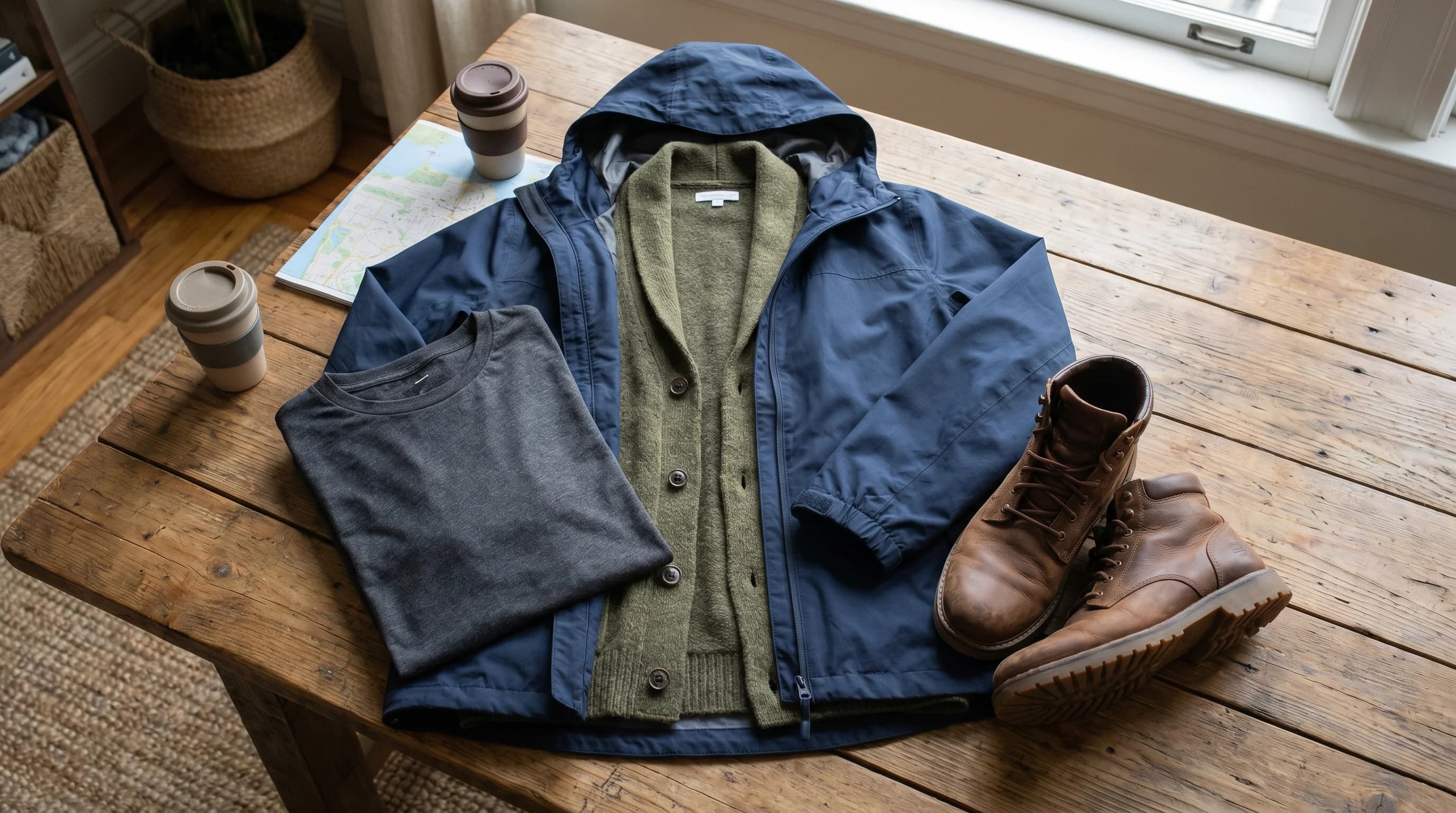 Example of San Francisco appropriate layering: t-shirt, cardigan, light jacket